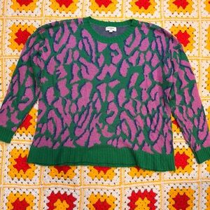 Umgee Vibrant Purple and Green Sweater